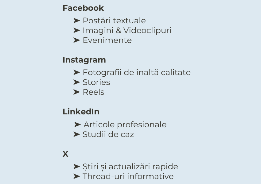 Tabel comparativ intre platformele social media